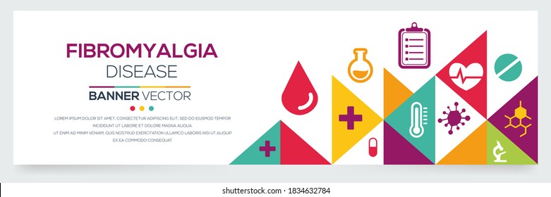 Creative (Fibromyalgia) Disease Banner Word With Icons ,Vector Illustration.	