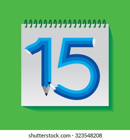 creative fifteen numeric number created with pencil vector illustration 