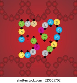 creative fifty nine numeric number created with bulb
