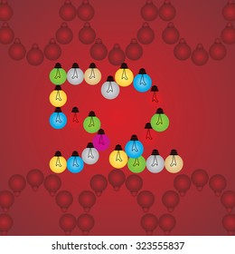 creative fifty two numeric number created with bulb