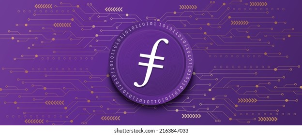 Creative Filecoin FIL block chain technology based cryptocurrency coin banner and background vector illustration