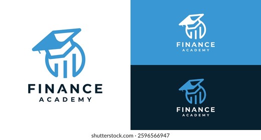 Creative finance academy logo template. Financial education logo design vector illustration.
