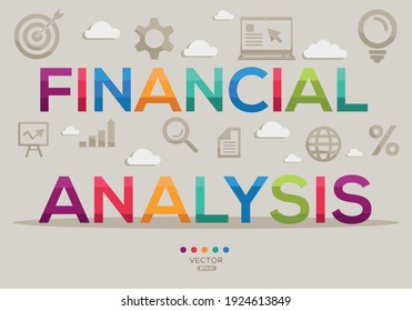 Creative (financial analysis) Banner Word with Icon ,Vector illustration.