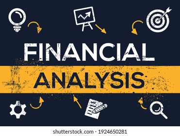 Creative (financial analysis) Banner Word with Icon ,Vector illustration.