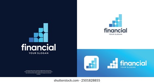 Vorlage für kreatives Finanzlogo, Diagrammfinanzierung und Sternenfunken-Kapitalsymbol.