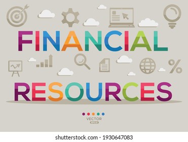 Creative (financial resources) Banner Word with Icon ,Vector illustration.
