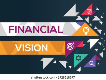 Creative (Financial Vision) Banner Word mit Symbol, Vektorgrafik.