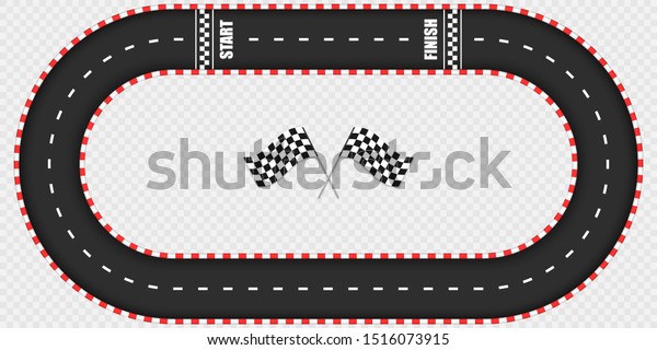 Creative finish line racing\
background top view illustration. Kart racing on an asphalt road.\
Vector