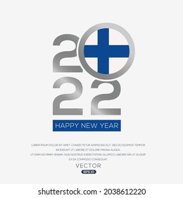 Kreatives Finnland Flaggendesign mit 2022 Jahr, Happy neues Jahr.