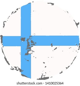 Creative Finland flag on round and grunge backdrop.