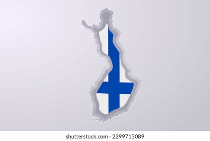 Creative Finland map with flag colors in paper cut style. Vector illustration