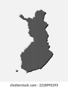 Creative Finland map template from grey vertical lines isolated on background. Europe country for pattern, design, illustration, backdrop. Geographic concept outline the vector map state Finland