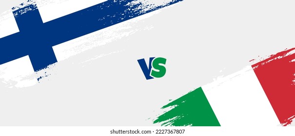 Creative Finland vs Italy brush flag illustration. Artistic brush style two country flags relationship background