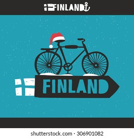 Creative Finnish label. Vector emblem of scandinavian country Finland.