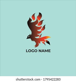 Creative Fire Bird Logo With Gradient Color | Fire Bird Icon Design with Gradient Color.