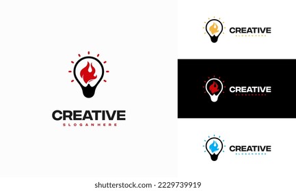 Logo de Creative Fire Bulb diseña el concepto vector, símbolo del logo de Inspiration Education
