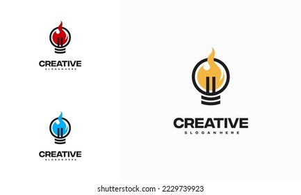 Logo de Creative Fire Bulb diseña el concepto vector, símbolo del logo de Inspiration Education