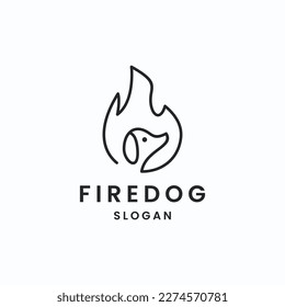 Creative Fire dog illustration logo sign icon design vector .