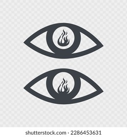 Plantilla de diseño del logotipo de los ojos de fuego creativos aislados en fondo transparente. Vector