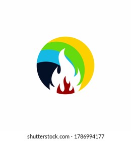 Creative Fire Flame logo designs, Iconic Fire logo template, Logo symbol icon stock illustration