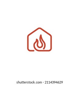 Creative fire house line art symbol logo design vector template