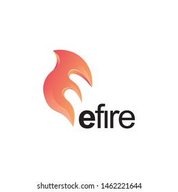 creative fire icon with letter E .Flame logo design with initial symbol