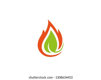 Creative Fire Leaf Logo Vector Design Illustration