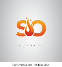 Projeto de logotipo de carta de fogo criativa SO