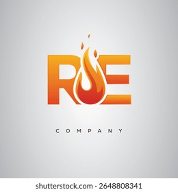 RE Creative Fire Letter Logo Design