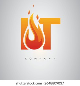 IT Creative Fire Letter Logo Design