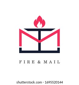 creative fire mail logo design vector illustration