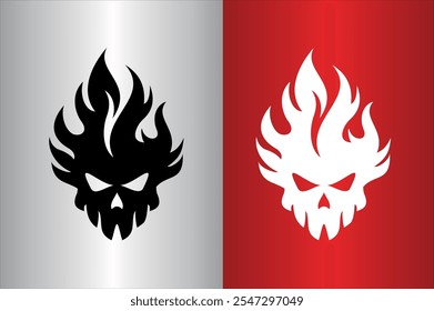 Creative fire skull logo, suitable for many creative business orientation. Perfect for games, sport team, entertainment , motorcycle community and many creative business company. The logo is unique, 