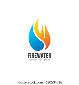 Creative Fire and Water Concept Logo Design Template