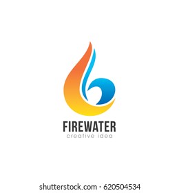 Creative Fire and Water Concept Logo Design Template