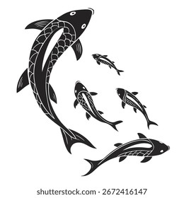 Silueta de diseño de pescado creativo Vector aislado para la marca y la impresión