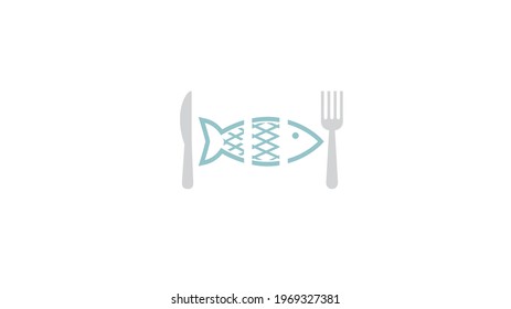Creative Fish Fork Knife Logo Vector Design
