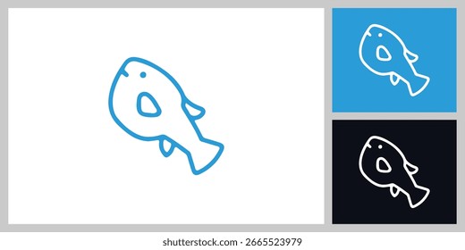 Kreatives Fisch-Symbol-Logo im flachen Stil - Bearbeitbare Vektorvorlage