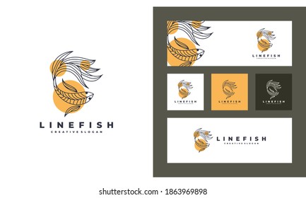 Creative Fish Line Art Hand Drawn Minimalist Logo Template