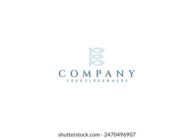 Diseño creativo del logotipo de la línea del pescado