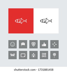 Creative Fish Line Icon with Bonus Icons. 