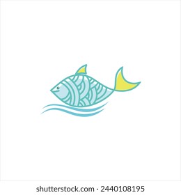 Creative Fish Logo Design in blue