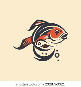 Creative fish logo design with dynamic waves, perfect for branding and business.