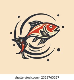 Creative fish logo design with dynamic waves, perfect for branding and business.