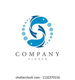 Creative Fish Logo Design, Fishing Logo, Two Fish Logo, S Fish Logo