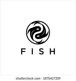 Logo De Pescado Creativo Con Diseño De Vector De Concepto Yin yang
