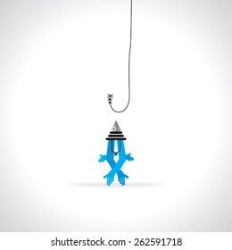 creative fish over white background 