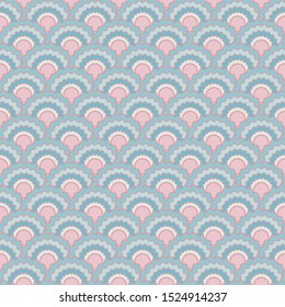 Creative fish scales squama background, vector seamless fabric pattern, tiled textile print. Classic chinese squama scales seamless arc tiles structure. Textile pattern.