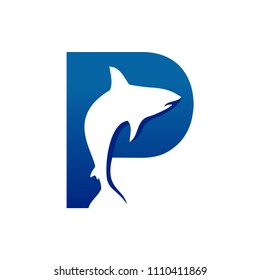 Creative Fish Shape Initial P Lettermark Symbol Design