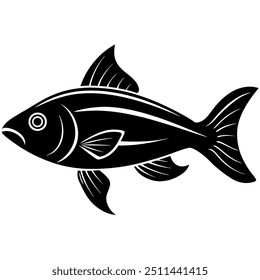 Creative fish silhouette icon vector, perfect for aquatic-themed designs. 