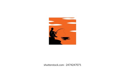 Creative fishing logo design with unique concept , premium vector